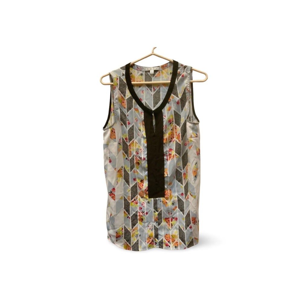 Cabi Style 249 Floral Mosaic Print Sleeveless Blouse Size M